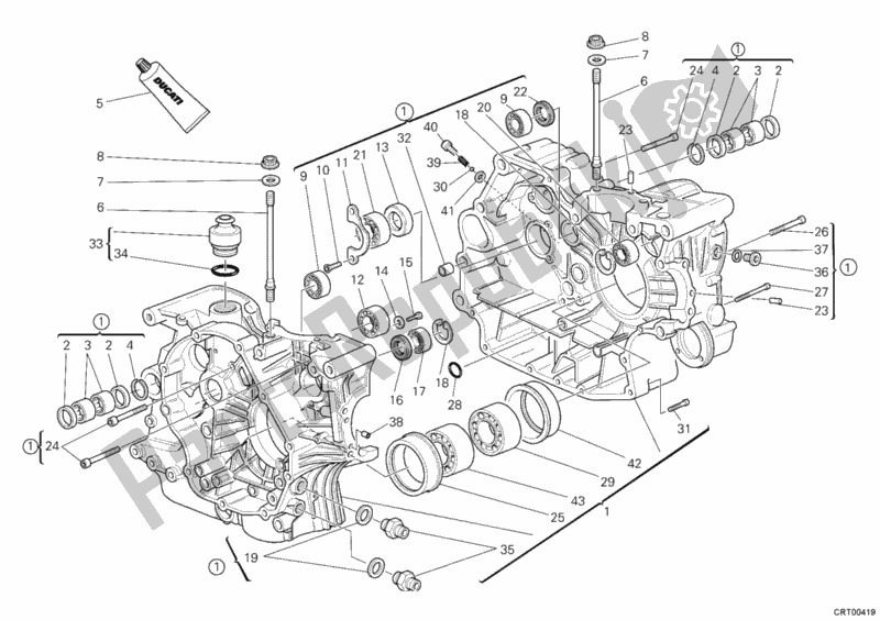 All parts for the Crankcase of the Ducati Sportclassic Sport 1000 USA 2008